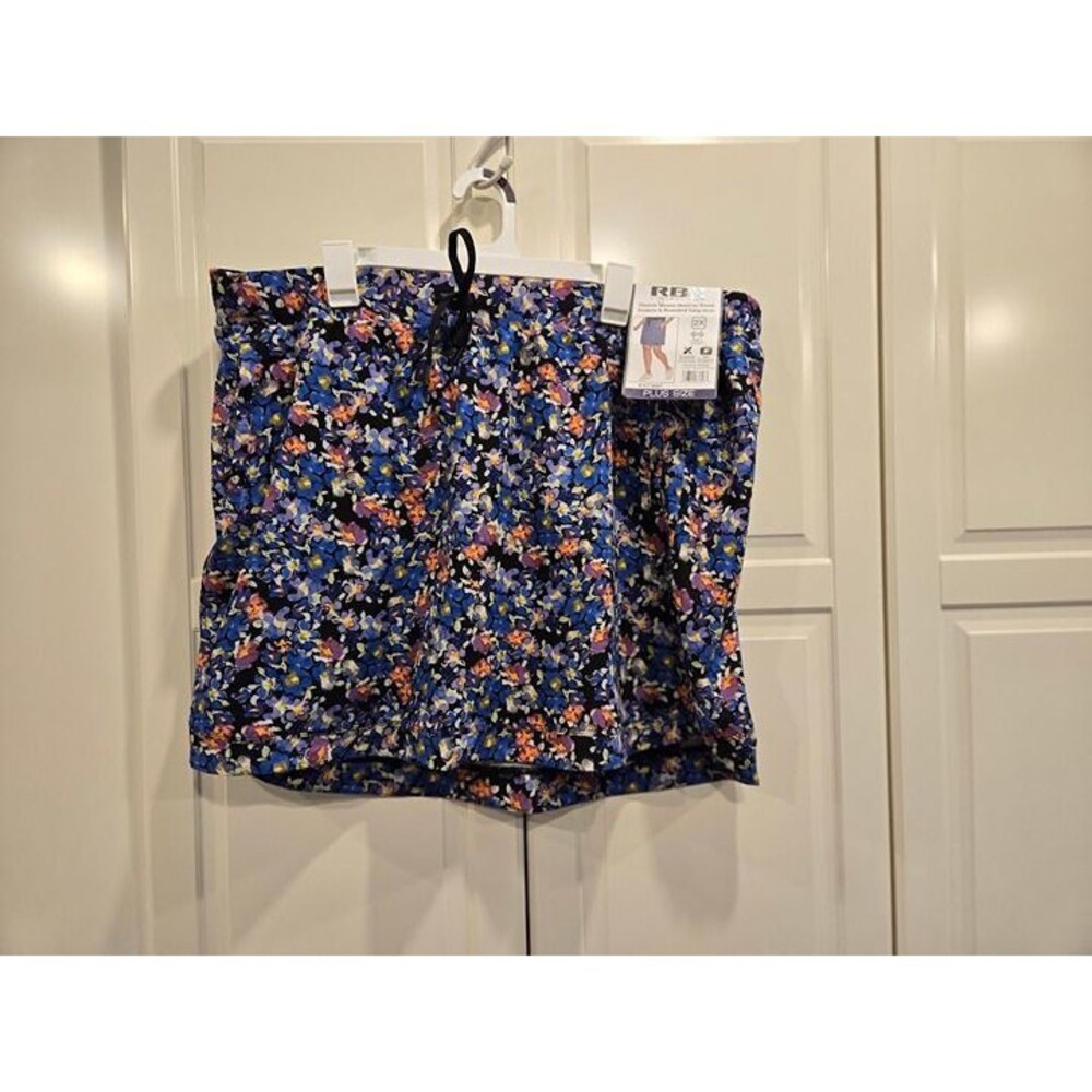 RBX Floral Midi Skort in black, royal, orange and lavender 2X